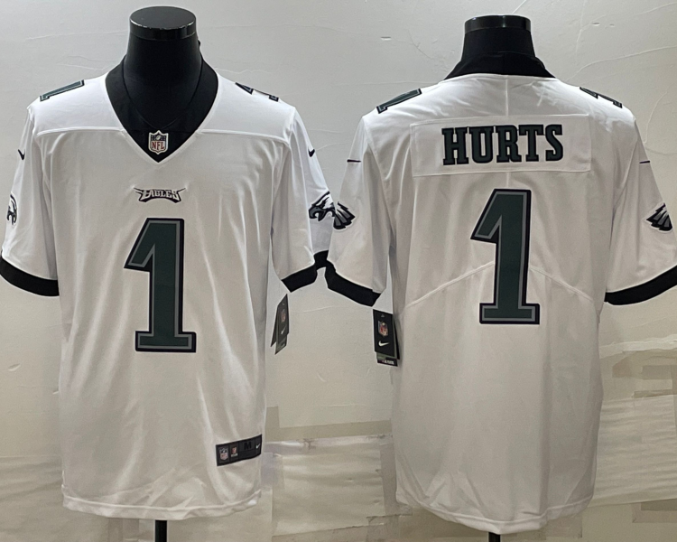 Men's Philadelphia Eagles Jalen Hurts #1 White Jersey