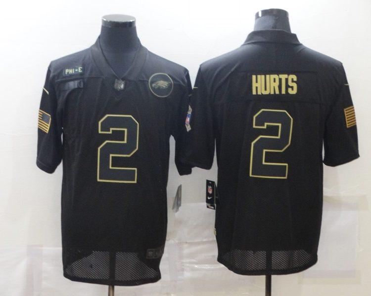 Men's Philadelphia Eagles Jalen Hurts #2 Black Team Jersey