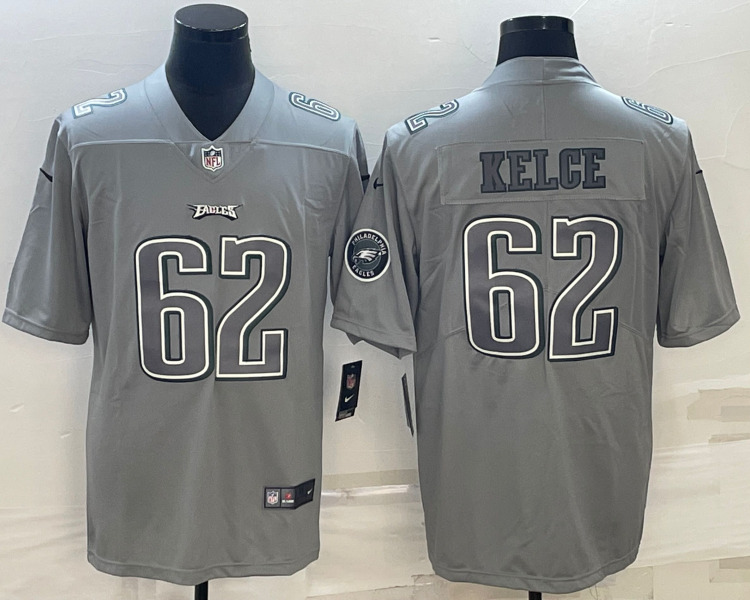 Men's Philadelphia Eagles Jason Kelce #62 Gray Atmosphere Jersey