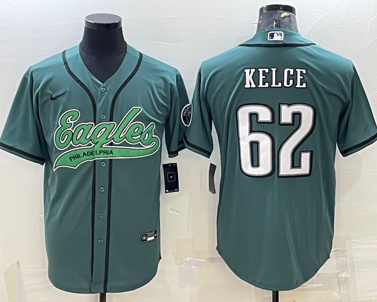 Men's Philadelphia Eagles Jason Kelce #62 Midnight Green Jersey Joint Edition