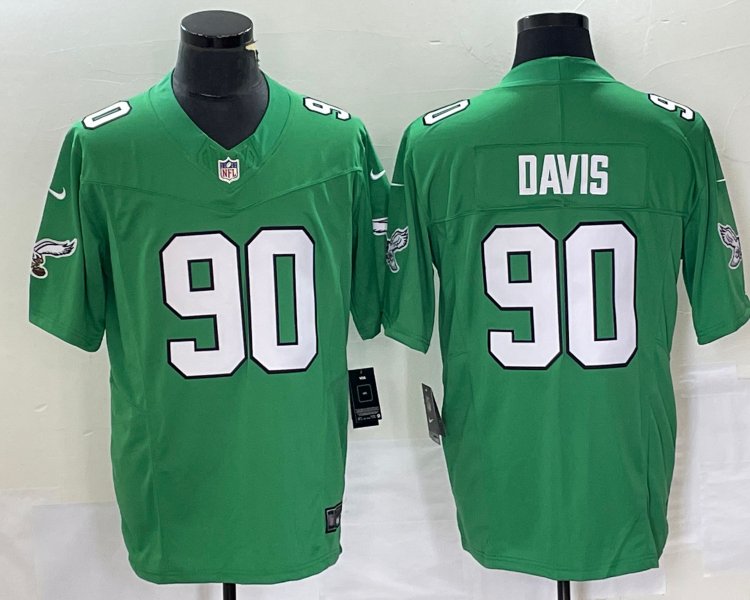 Men's Philadelphia Eagles Jordan Davis #90 Kelly Green Jersey