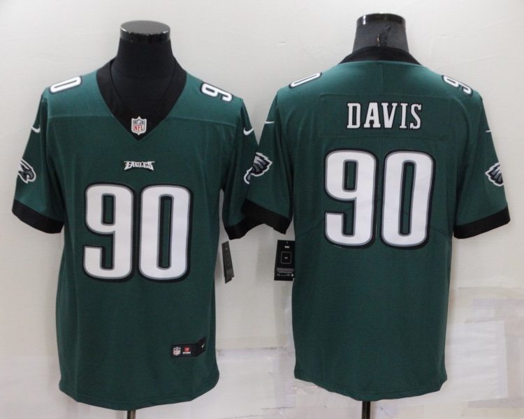 Men's Philadelphia Eagles Jordan Davis #90 Midnight Green Jersey