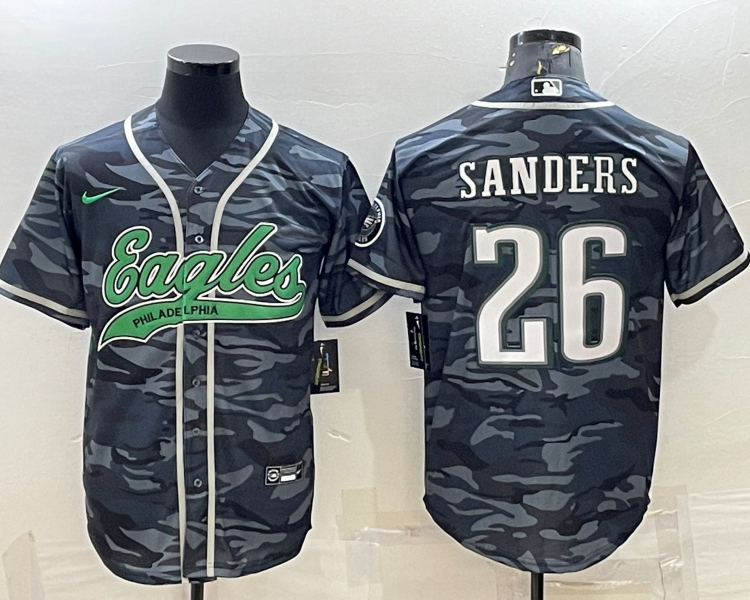 Men's Philadelphia Eagles Miles Sanders #26 Grey Camouflage Jersey Joint Edition