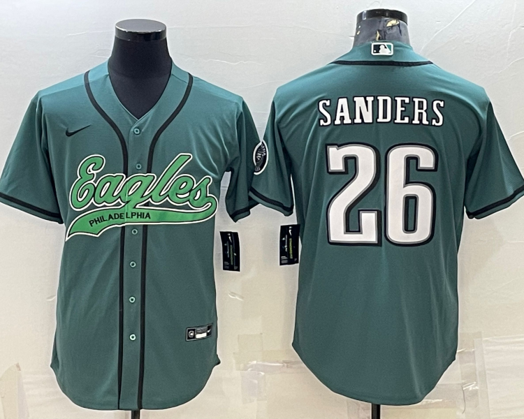 Men's Philadelphia Eagles Miles Sanders #26 Midnight Green Jersey Joint Edition
