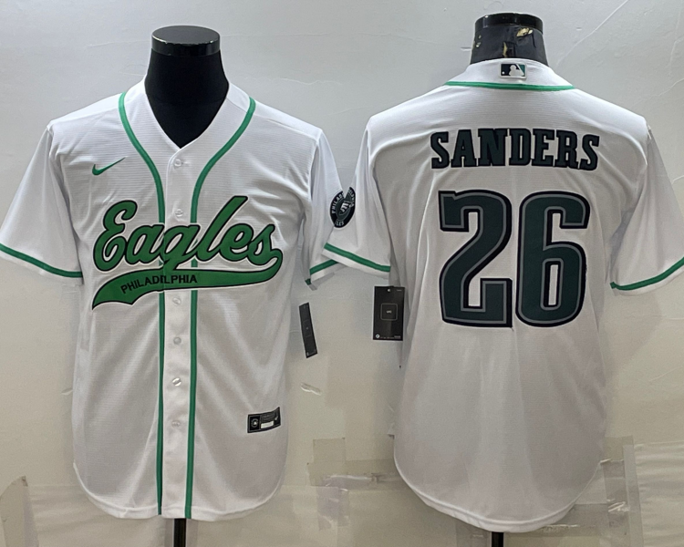 Men's Philadelphia Eagles Miles Sanders #26 White Jersey Joint Edition