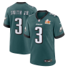 Men's Philadelphia Eagles Nolan Smith #3 Midnight Green Super Bowl LIX Jersey