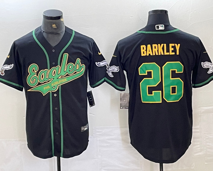 Men's Philadelphia Eagles Saquon Barkley #26 Black Jersey Joint Edition