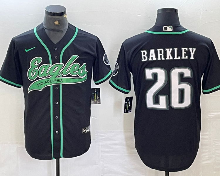 Men's Philadelphia Eagles Saquon Barkley #26 Black Jersey Joint Edition