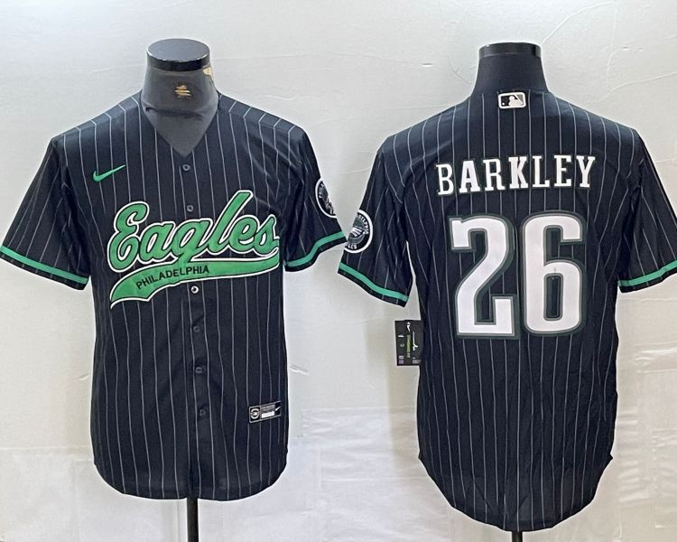 Men's Philadelphia Eagles Saquon Barkley #26 Black Team Jersey Joint Edition