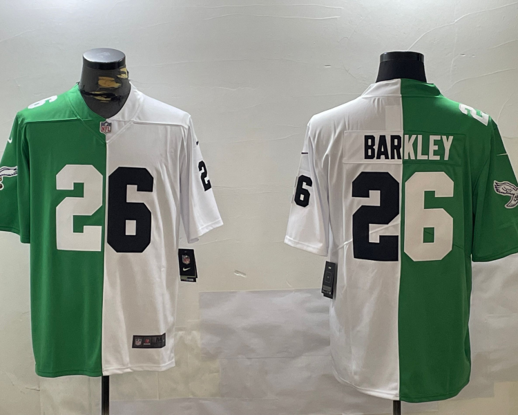 Men's Philadelphia Eagles Saquon Barkley #26 Green/White Jersey