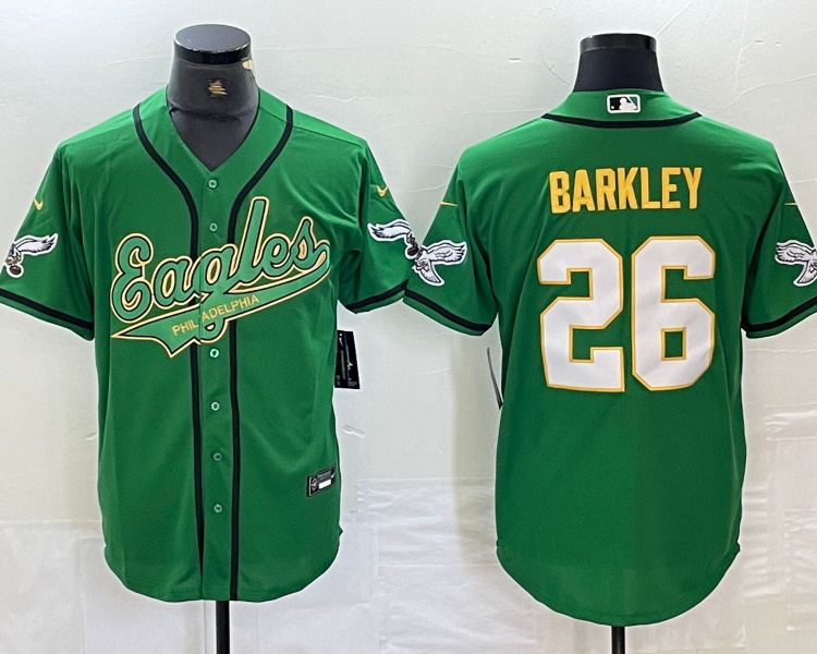 Men's Philadelphia Eagles Saquon Barkley #26 Kelly Green Jersey Joint Edition
