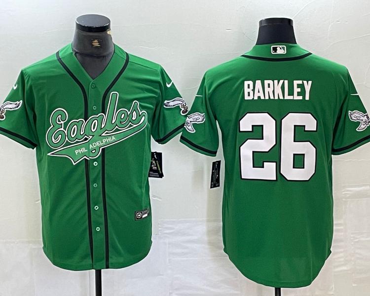Men's Philadelphia Eagles Saquon Barkley #26 Kelly Green Jersey Joint Edition