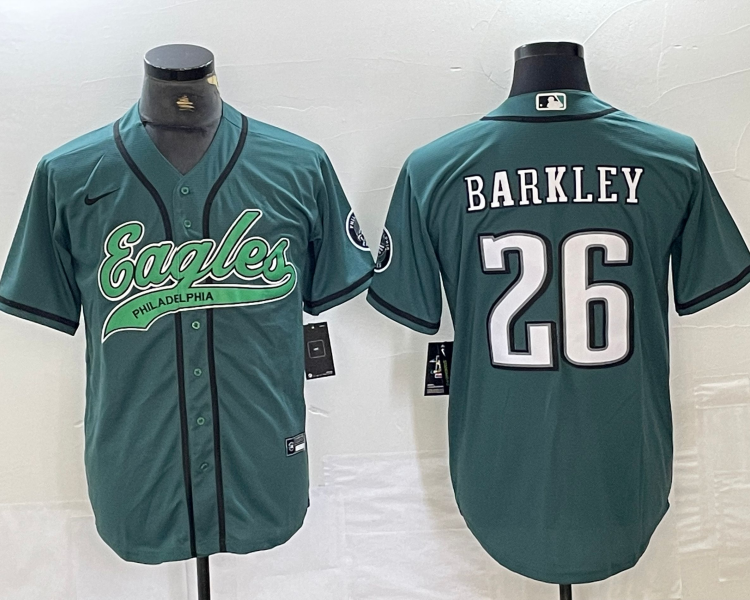 Men's Philadelphia Eagles Saquon Barkley #26 Midnight Green Jersey Joint Edition
