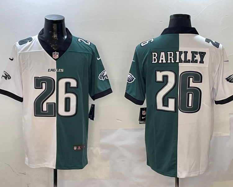 Men's Philadelphia Eagles Saquon Barkley #26 White/Green Jersey