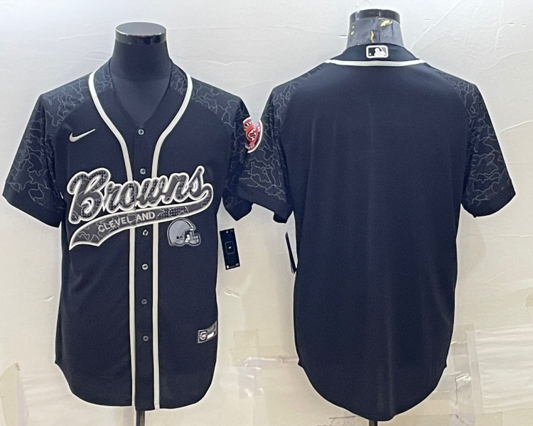 Men's Cleveland Browns Black RFLCTV Limited Blank Jersey