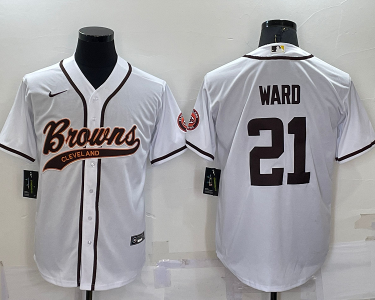 Men's Cleveland Browns Denzel Ward #21 White Jersey Joint Edition