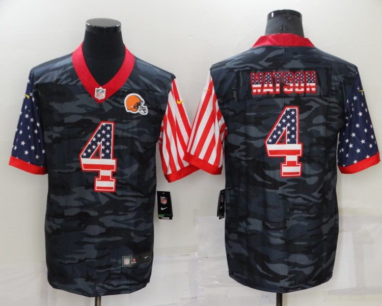 Men's Cleveland Browns Deshaun Watson #4 Gray Camouflage Jersey