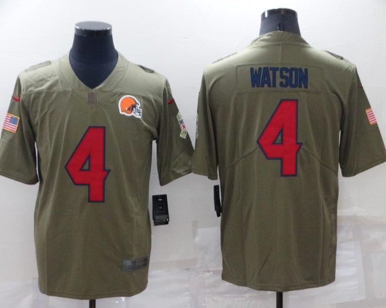 Men's Cleveland Browns Deshaun Watson #4 Olive Jersey