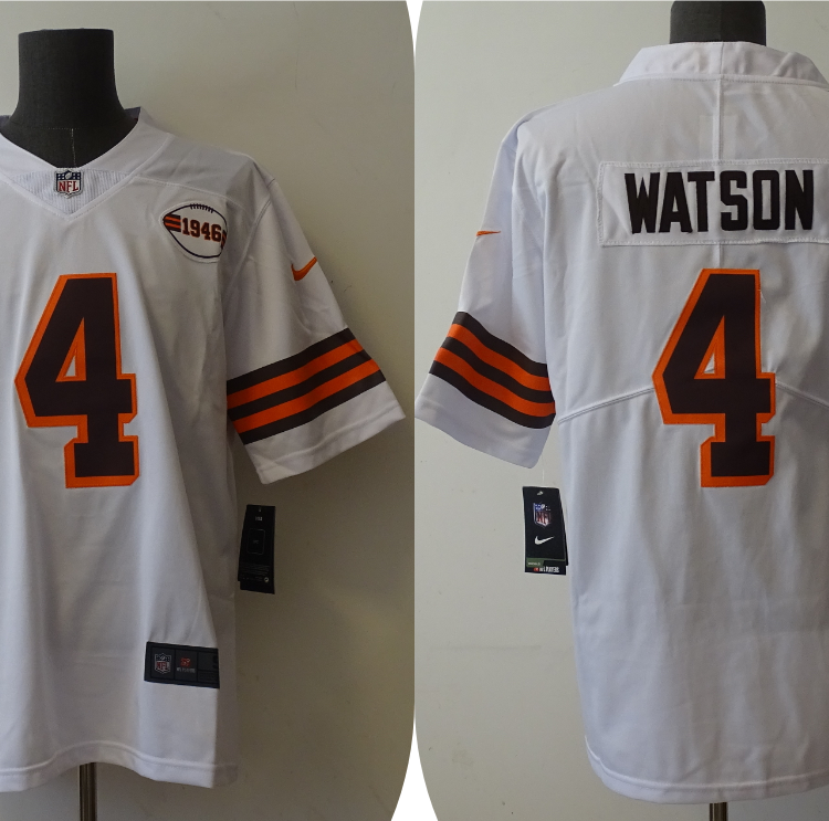 Men's Cleveland Browns Deshaun Watson #4 White 1946 Collection Alternate Vapor Limited Jersey