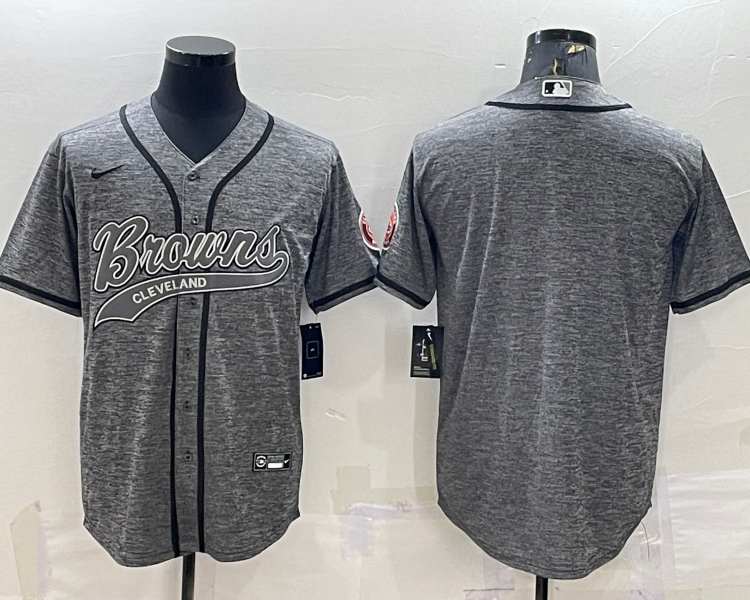 Men's Cleveland Browns Gray Blank Jersey
