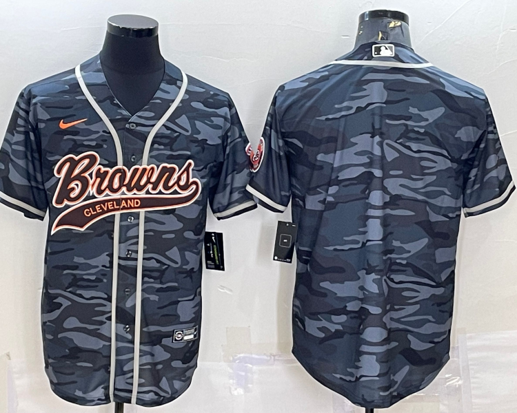Men's Cleveland Browns Grey Camouflage Blank Jersey