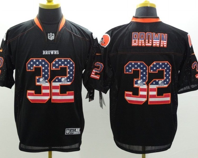 Men's Cleveland Browns Jim Brown #32 Black Jersey