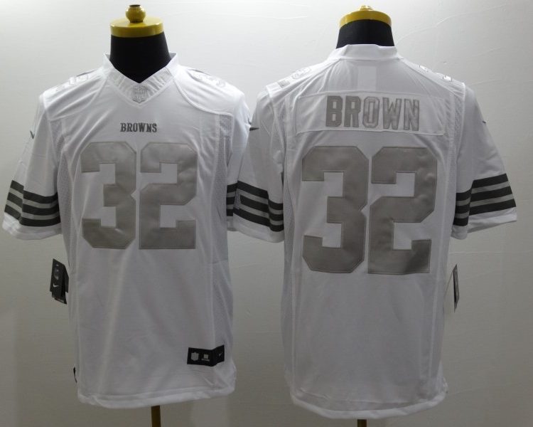 Men's Cleveland Browns Jim Brown #32 White Jersey