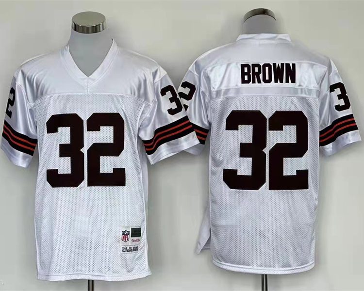 Men's Cleveland Browns Jim Brown Mitchell & Ness White Legacy Jersey