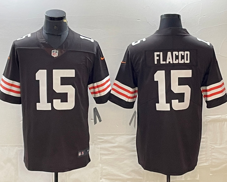 Men's Cleveland Browns Joe Flacco #15 Brown Jersey