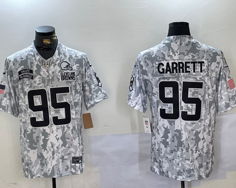 Men's Cleveland Browns Myles Garrett #95 Arctic Camo 2024 Salute to Service Limited Jersey