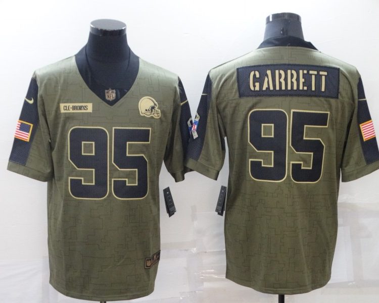 Men's Cleveland Browns Myles Garrett #95 Olive Jersey