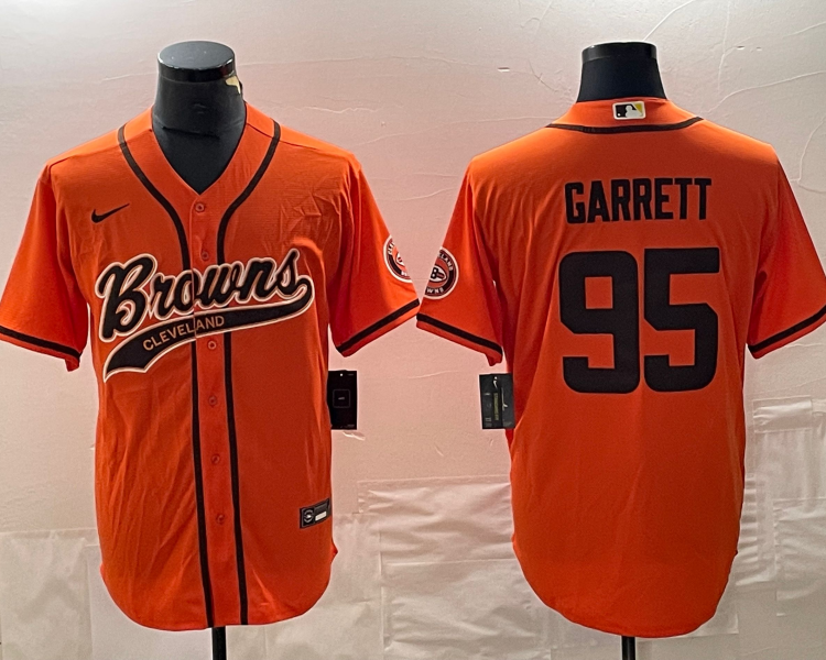 Men's Cleveland Browns Myles Garrett #95 Orange Jersey Joint Edition