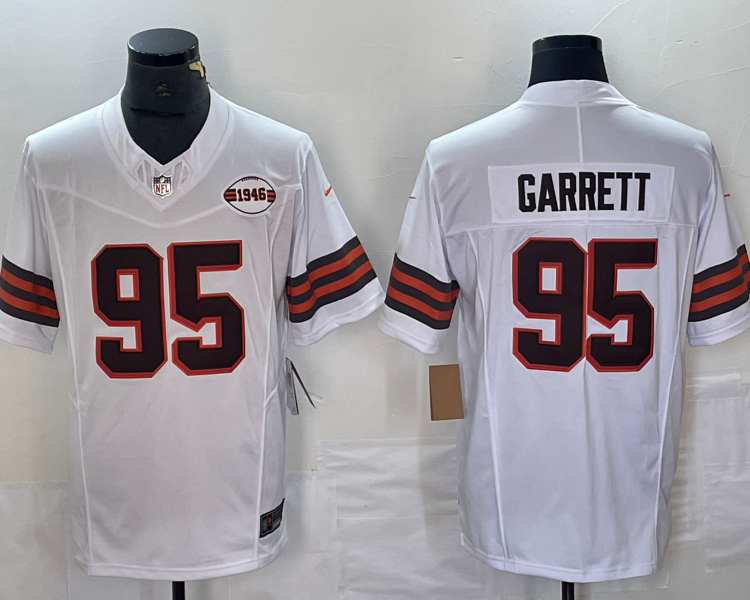 Men's Cleveland Browns Myles Garrett #95 White 1946 Collection Alternate Jersey