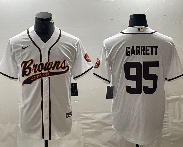 Men's Cleveland Browns Myles Garrett #95 White Jersey Joint Edition