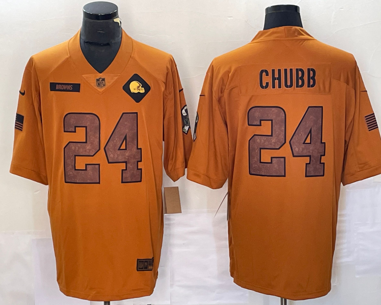 Men's Cleveland Browns Nick Chubb #24 Brown 2023 Salute To Service Limited Jersey