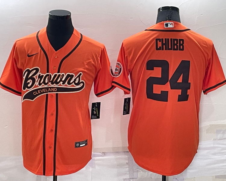 Men's Cleveland Browns Nick Chubb #24 Orange Jersey Joint Edition