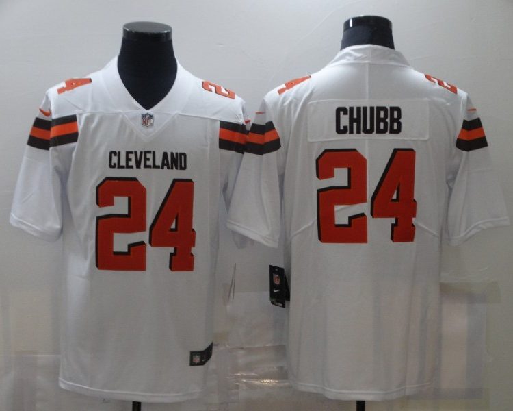 Men's Cleveland Browns Nick Chubb #24 White Jersey