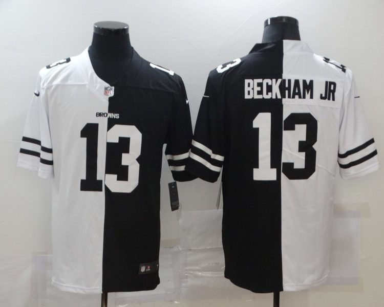 Men's Cleveland Browns Odell Beckham Jr. #13 Black/White Jersey