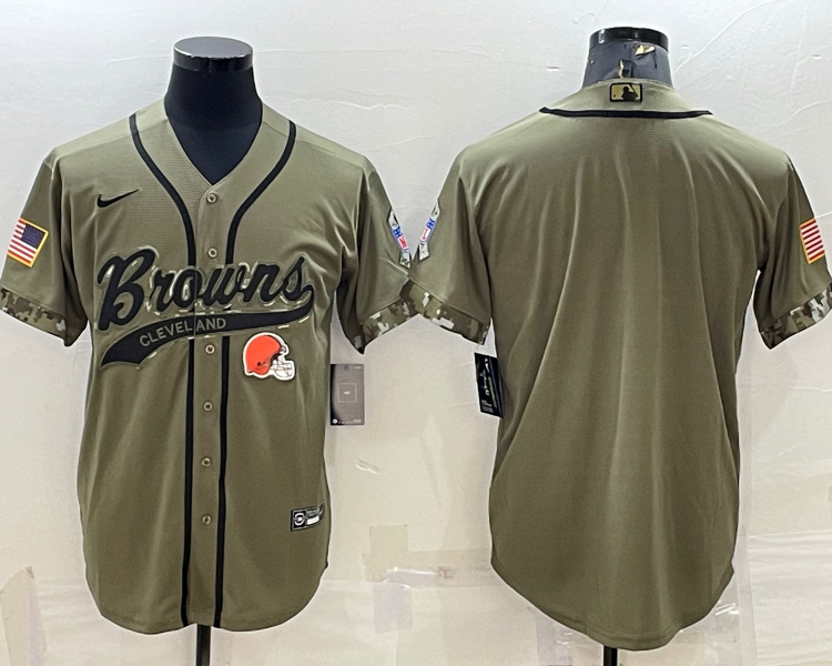 Men's Cleveland Browns Olive 2021 Salute To Service Limited Blank Jersey