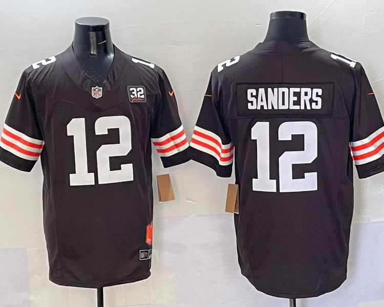Men's Cleveland Browns Shedeur Sanders #12 Brown 2025 NFL Draft Jersey