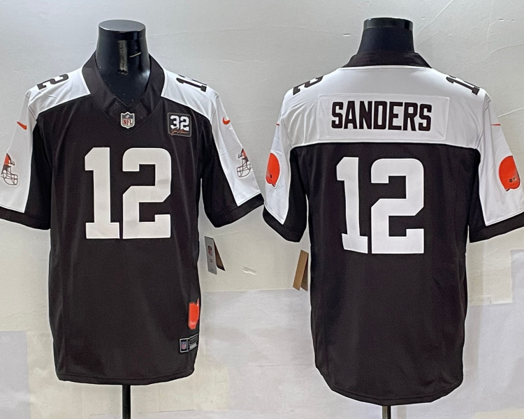 Men's Cleveland Browns Shedeur Sanders #12 Brown Jersey