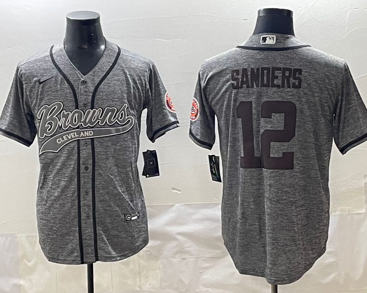 Men's Cleveland Browns Shedeur Sanders #12 Gray Jersey
