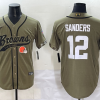 Men's Cleveland Browns Shedeur Sanders #12 Olive 2022 Salute To Service Limited Jersey