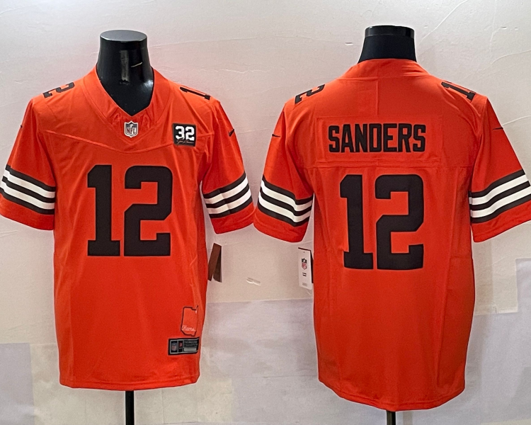 Men's Cleveland Browns Shedeur Sanders #12 Orange Jersey