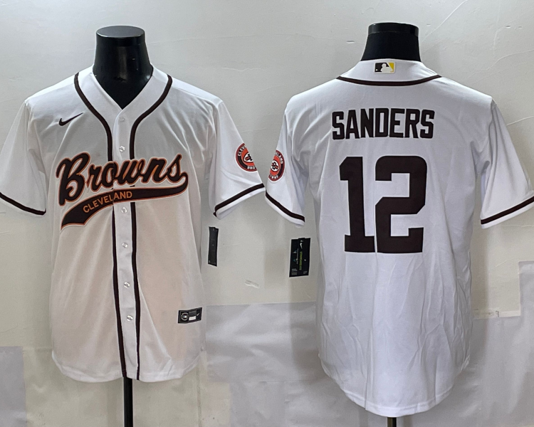 Men's Cleveland Browns Shedeur Sanders #12 White Jersey