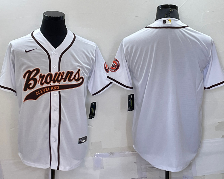 Men's Cleveland Browns White Blank Jersey