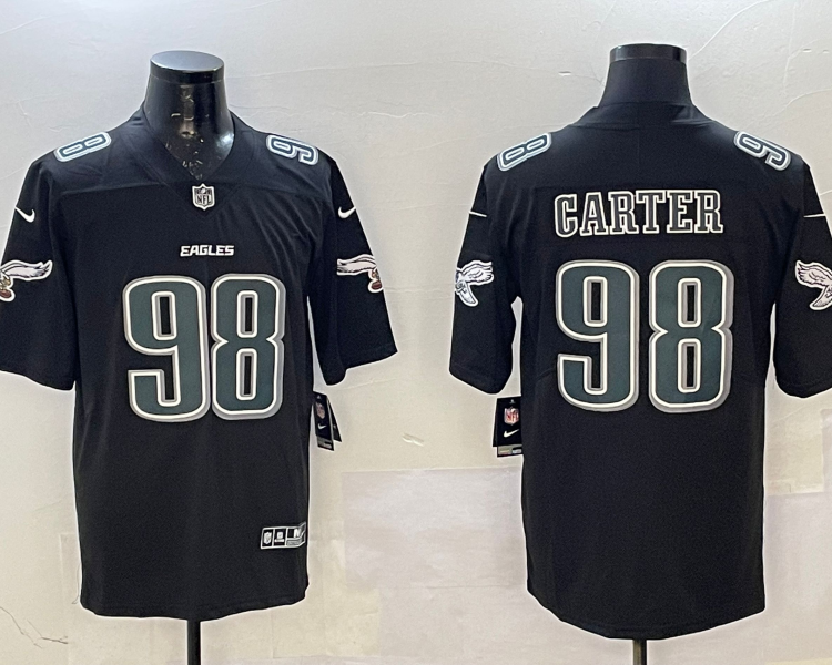 Men's Philadelphia Eagles Jalen Carter #98 Black Jersey