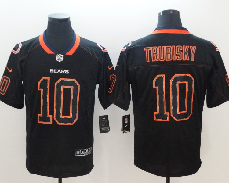 Men's Chicago Bears #10 Mitch Trubisky Black Team Jersey