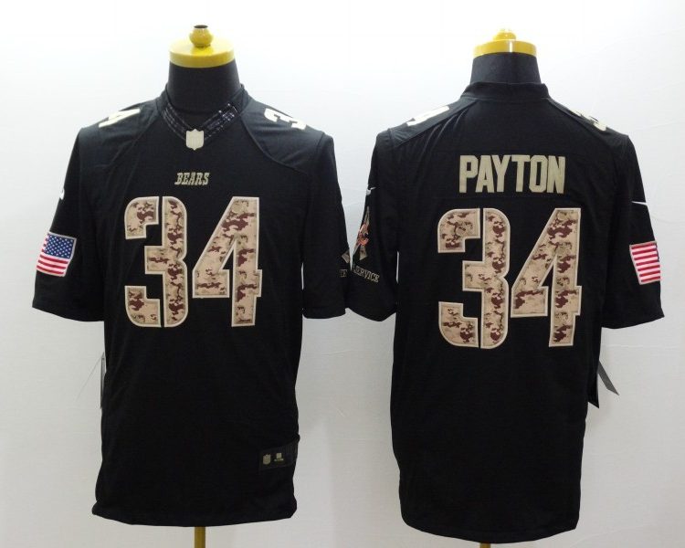 Men's Chicago Bears #34 Walter Payton Black Team Jersey