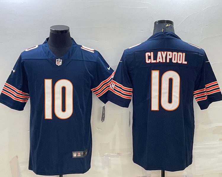 Men's Chicago Bears Chase Claypool #10 Navy Jersey